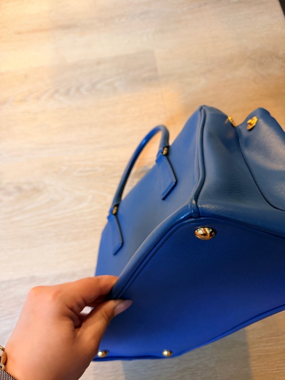 Prada Blue Saffiano Satchel with Gold Hardware - Picture 8 of 13